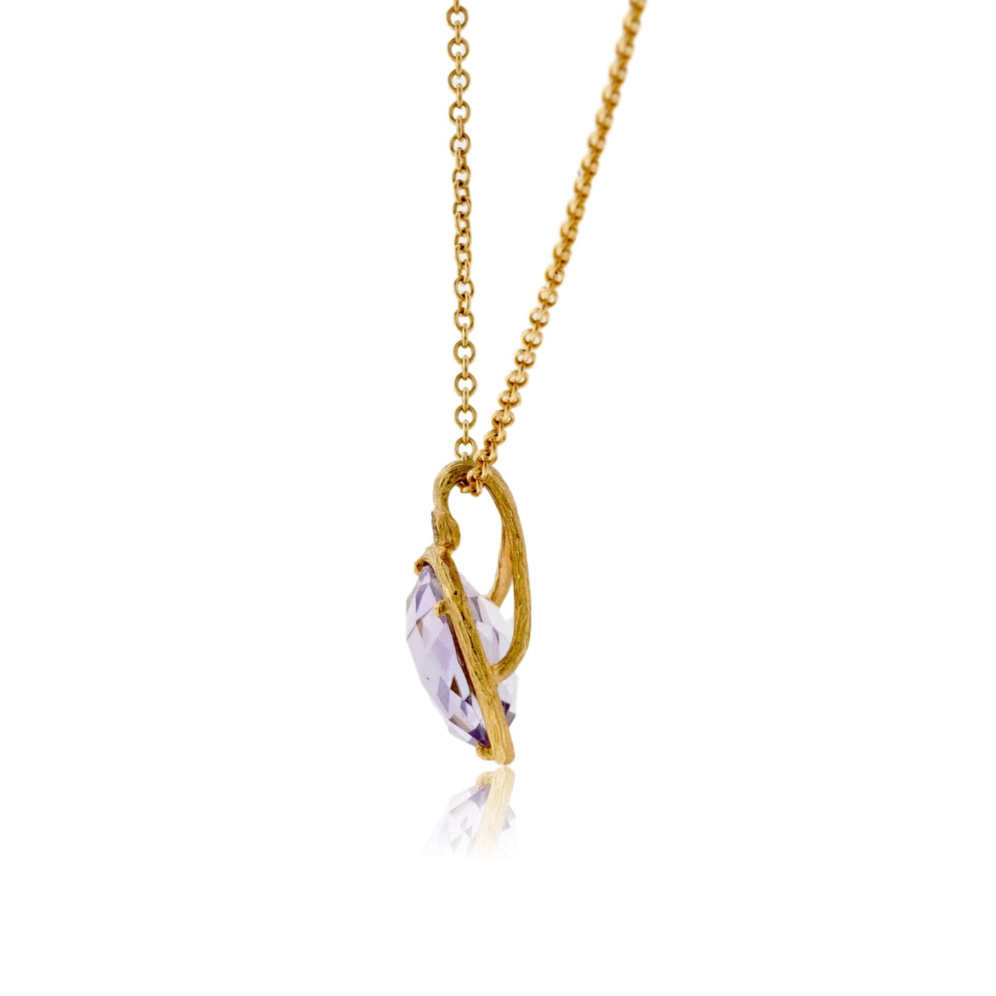 Amethyst and Diamond Textured Gold Necklace - Park City Jewelers