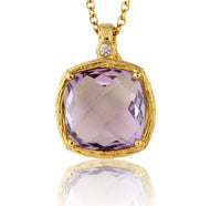 Amethyst and Diamond Textured Gold Necklace - Park City Jewelers