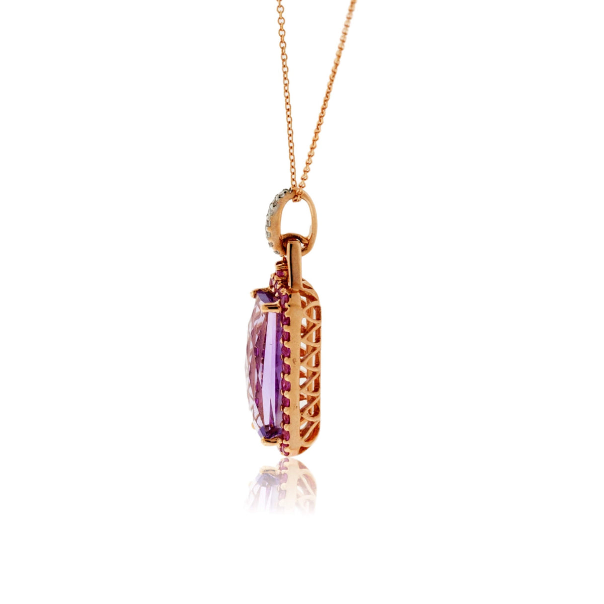 Amethyst and Pink Sapphire Halo Style Pendant - Park City Jewelers