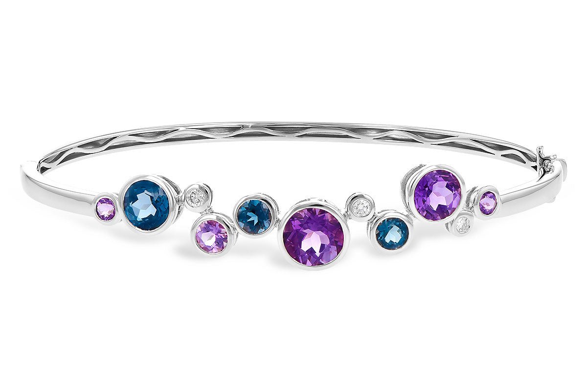 Amethyst, Blue Topaz & Diamond Bangle Bracelet - Park City Jewelers