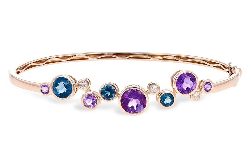 Amethyst, Blue Topaz & Diamond Bangle Bracelet - Park City Jewelers