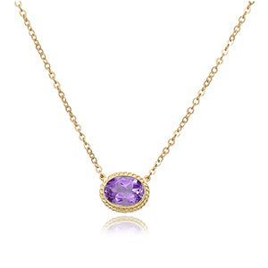 Amethyst Oval & Rope Halo Pendant with Chain - Park City Jewelers