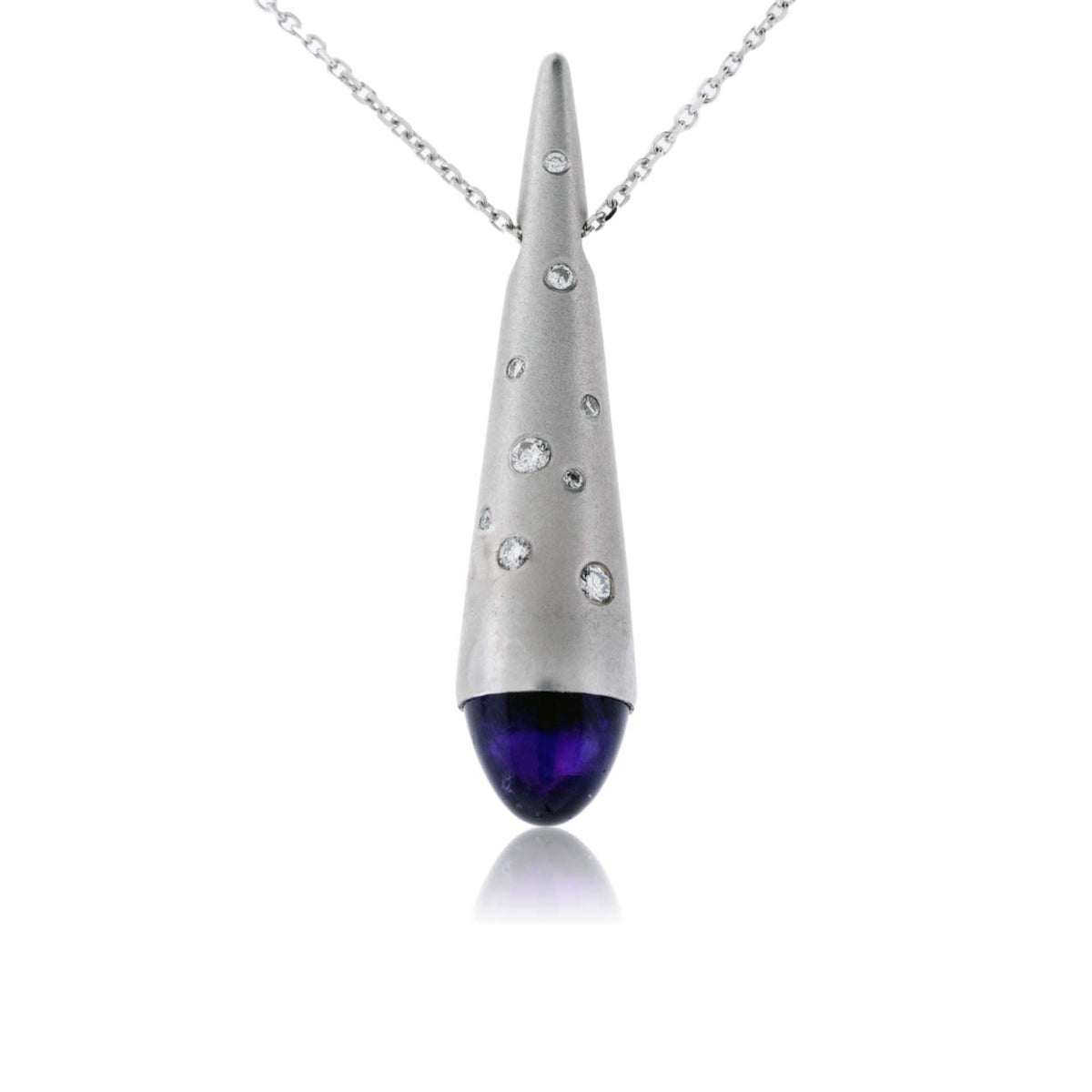 Amethyst Tipped White Gold and Diamond Pendant - Park City Jewelers