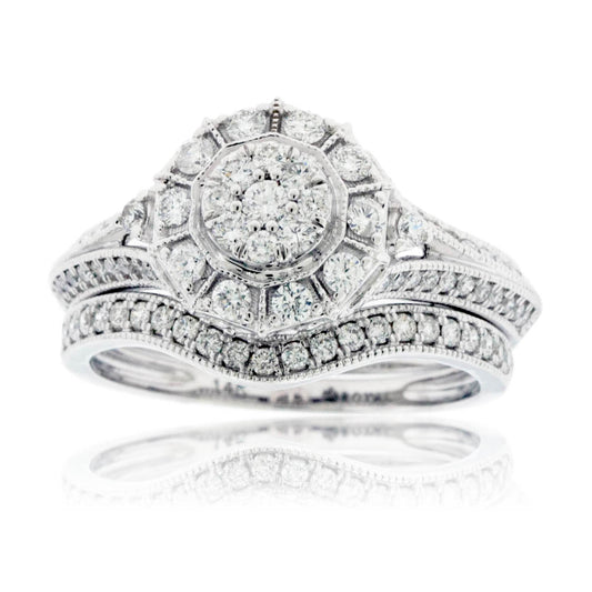 Antique Vintage Style Diamond Cluster Engagement Ring - Park City Jewelers