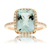 Aquamarine and Diamond Halo Ring - Park City Jewelers