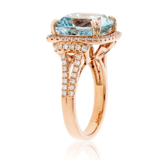 Aquamarine and Diamond Halo WOW Ring - Park City Jewelers