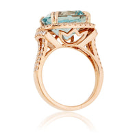 Aquamarine and Diamond Halo WOW Ring - Park City Jewelers