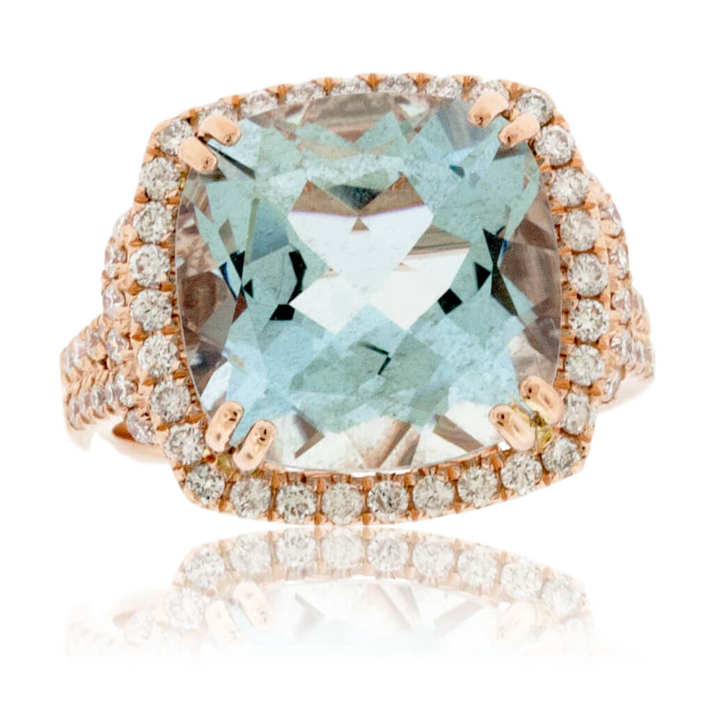 Aquamarine and Diamond Halo WOW Ring - Park City Jewelers