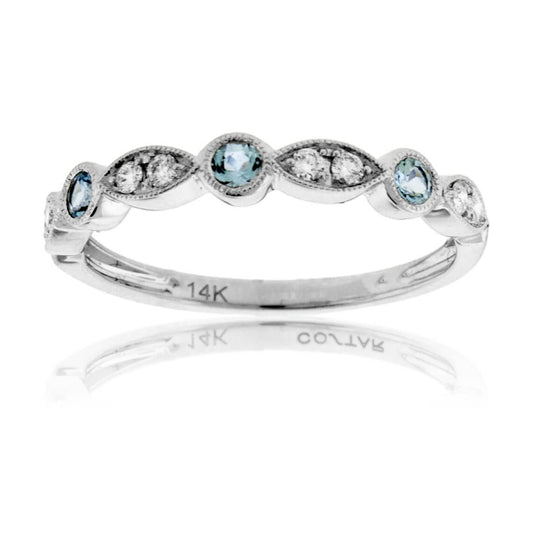 Aquamarine & Diamond Alternating Accent Band - Park City Jewelers