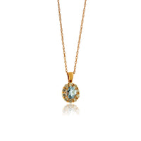 Aquamarine & Diamond Classic Halo Pendant - Park City Jewelers