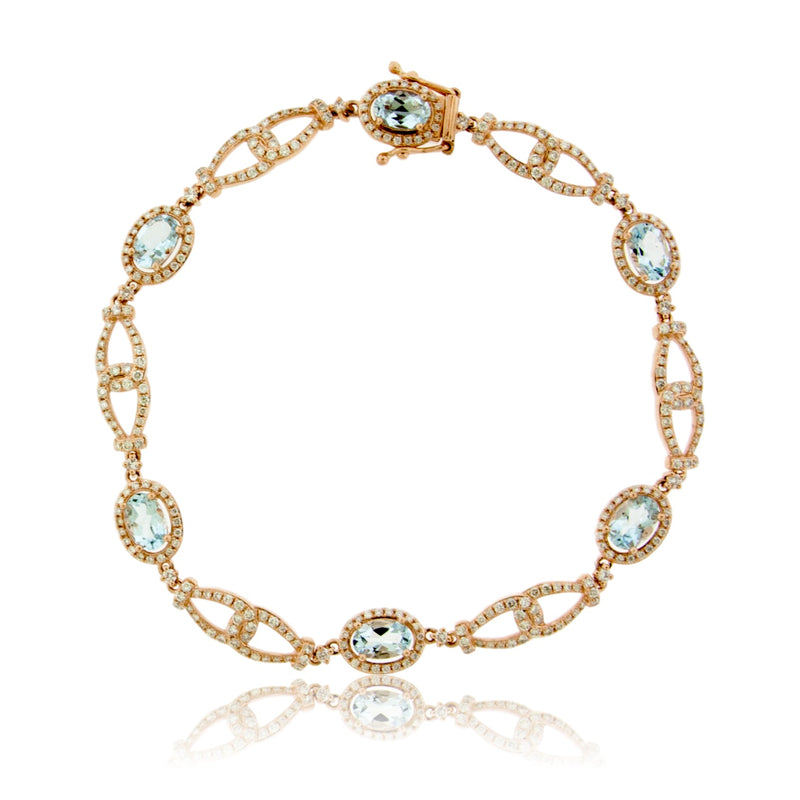 Aquamarine & Diamond Rose Gold Bracelet - Park City Jewelers