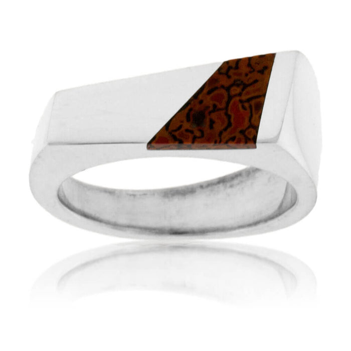 Asymmetric Style Simple Inlay Ring in Sterling Silver - Park City Jewelers