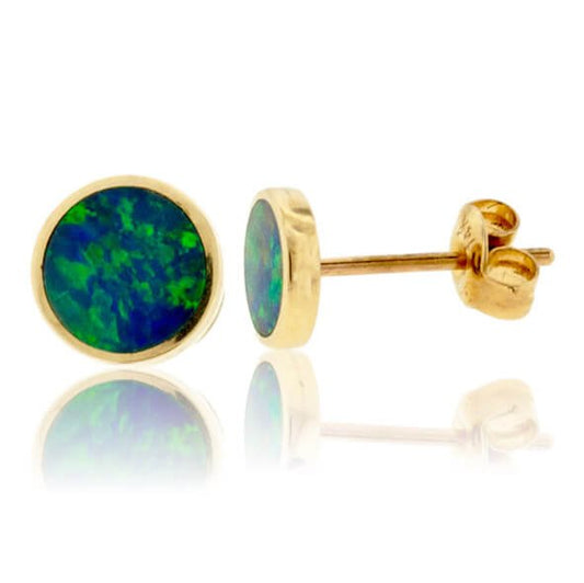 Austrailian Opal Button Stud Earrings - Park City Jewelers