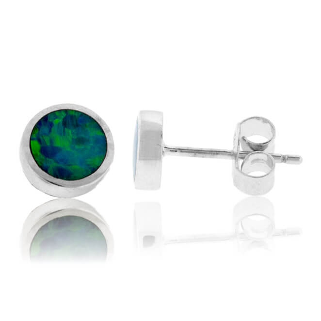 Austrailian Opal Button Stud Earrings - Park City Jewelers
