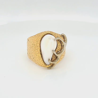 Gold Elk Ivory Trophy Antler Ring