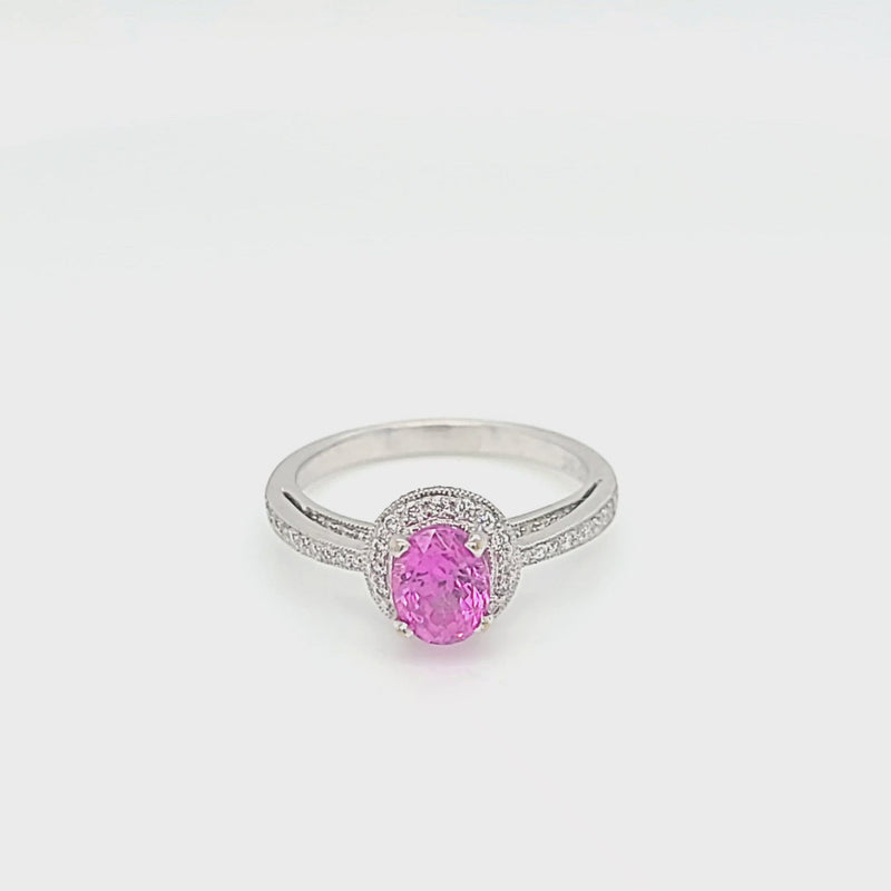 Oval Shaped Pink Sapphire Diamond Ring
