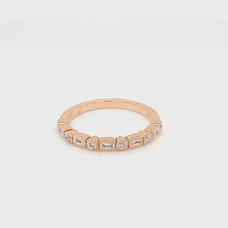 Rose Gold Baguette & Round Diamond Style Band