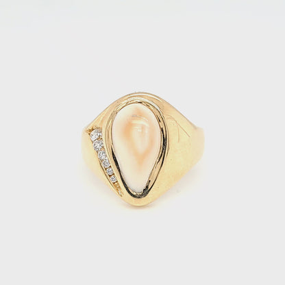 Elk Tooth Ivory Diamond Ring