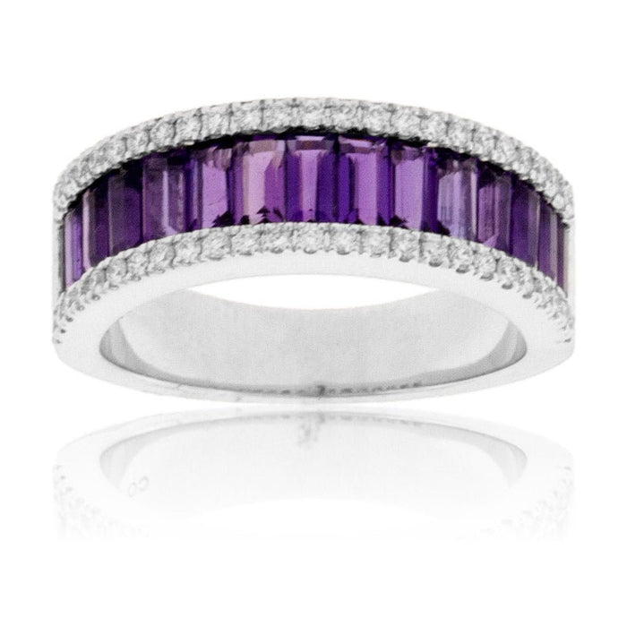Baguette Amethyst Diamond Lined Band - Park City Jewelers
