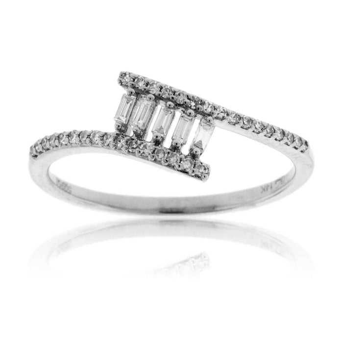 Baguette Center and Round Diamond Bypassing Ring - Park City Jewelers