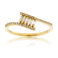Baguette Center and Round Diamond Bypassing Ring - Park City Jewelers