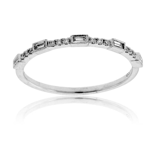 Baguette Diamond & Alternating Round Diamond Ring - Park City Jewelers