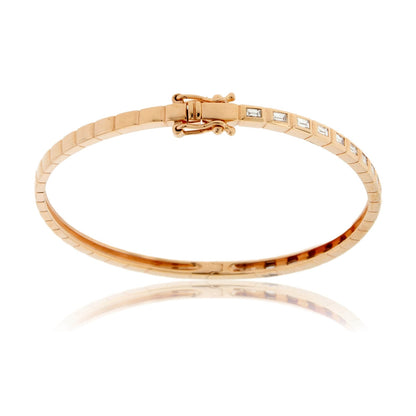 Baguette Diamond Hinge Bangle Bracelet - Park City Jewelers
