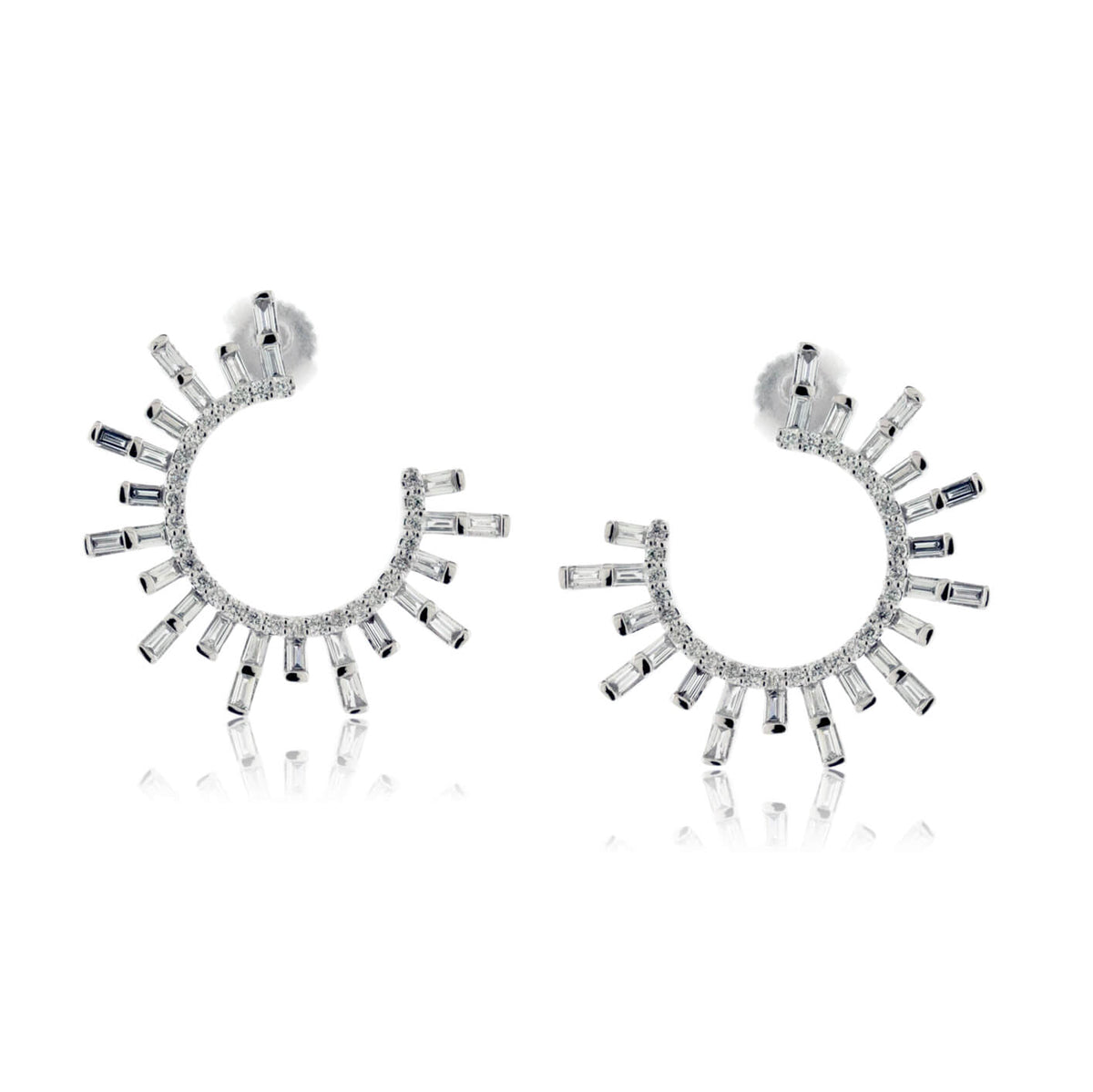 Baguette Diamond Rising Sun Earrings - Park City Jewelers