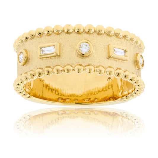 Baguette Diamond & Round Sandblast Ring - Park City Jewelers