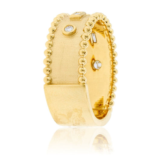 Baguette Diamond & Round Sandblast Ring - Park City Jewelers