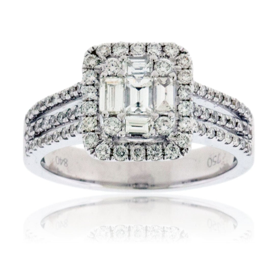 Baguette & Round Diamond Cluster Style Ring - Park City Jewelers