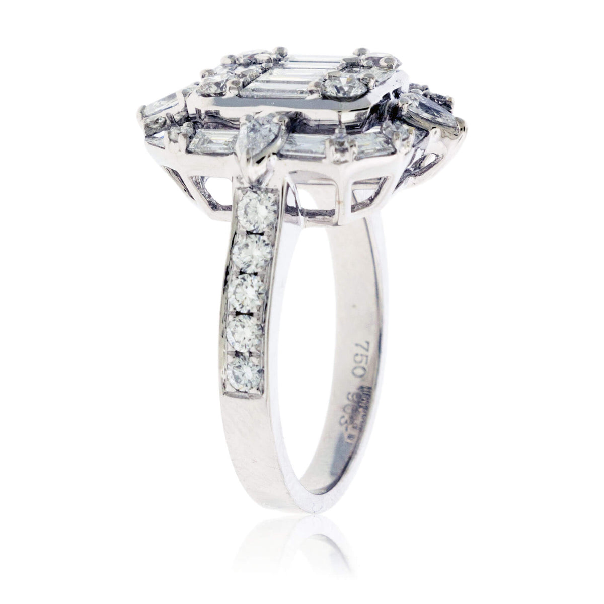 Baguette & Round Diamond Cluster Style Ring - Park City Jewelers