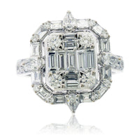 Baguette & Round Diamond Cluster Style Ring - Park City Jewelers