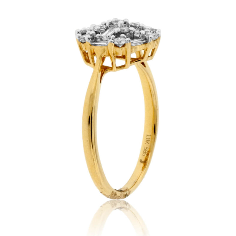 Baguette & Round Diamond Cluster Style Ring - Park City Jewelers