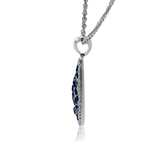 Baguette Sapphire & Diamond Halo Pendant w/Chain - Park City Jewelers