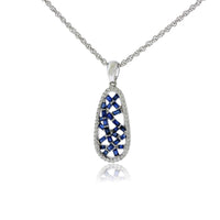 Baguette Sapphire & Diamond Halo Pendant w/Chain - Park City Jewelers