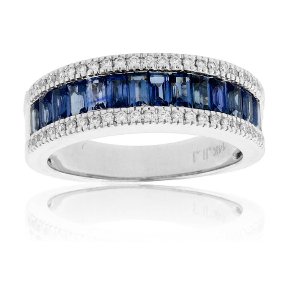 Baguette Sapphire & Diamond Lined Band - Park City Jewelers