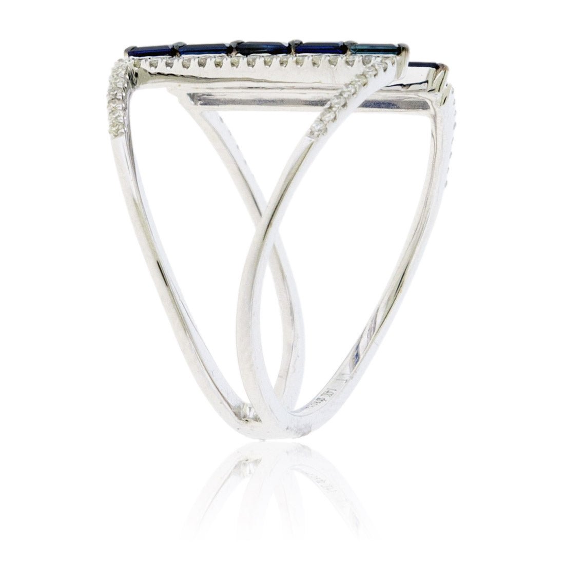 Baguette Sapphire & Diamond Open Center Style Ring - Park City Jewelers