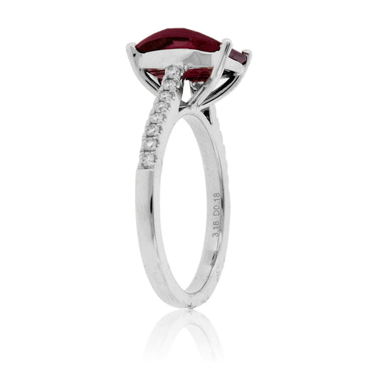 Barrel Rhodolite Garnet and Diamond Lined Ring - Park City Jewelers