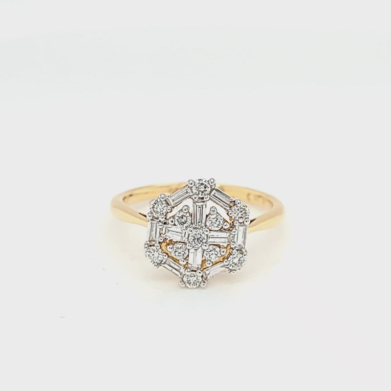 Baguette & Round Diamond Cluster Style Ring