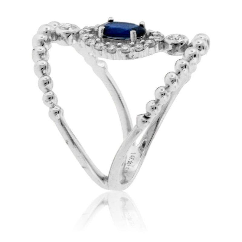 Beaded Style Blue Sapphire & Diamond Ring - Park City Jewelers