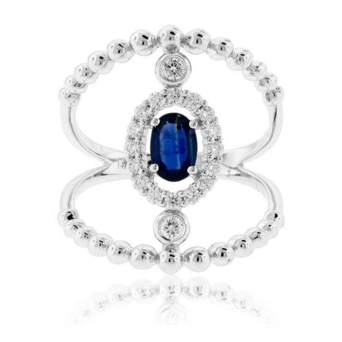 Beaded Style Blue Sapphire & Diamond Ring - Park City Jewelers