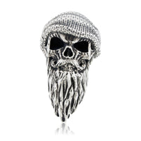 Beanie and Beard Skull Ring In Sterling Silver - Park City Jewelers