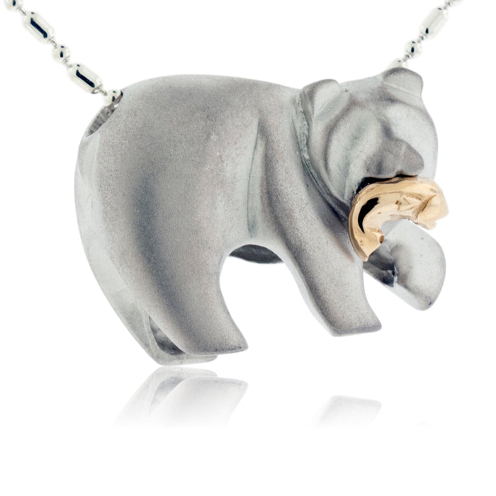 Bear Gone Fishing Sterling Silver Necklace Large - Park City Jewelers