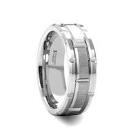 Beveled Edge Tungsten Wedding Band with Brushed Center - Park City Jewelers