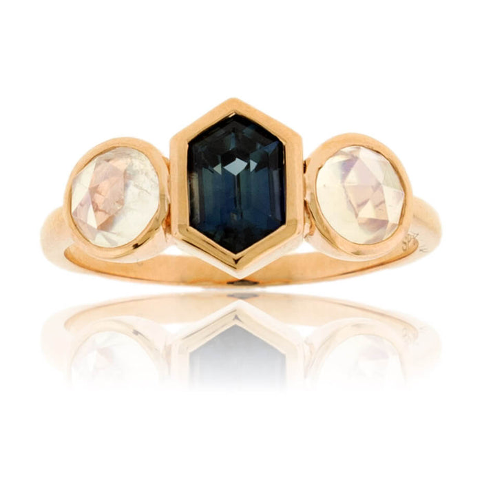 Bezel Sapphire and Moonstone Accented Ring - Park City Jewelers