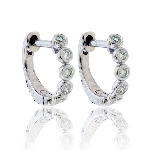 Bezel Set Diamond Huggie Hoop Earrings - Park City Jewelers