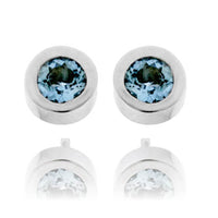 Bezel-Set Round Cut Aquamarine Stud Earrings - Park City Jewelers