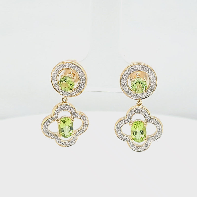 Peridot and Diamond Drop Style Earrings