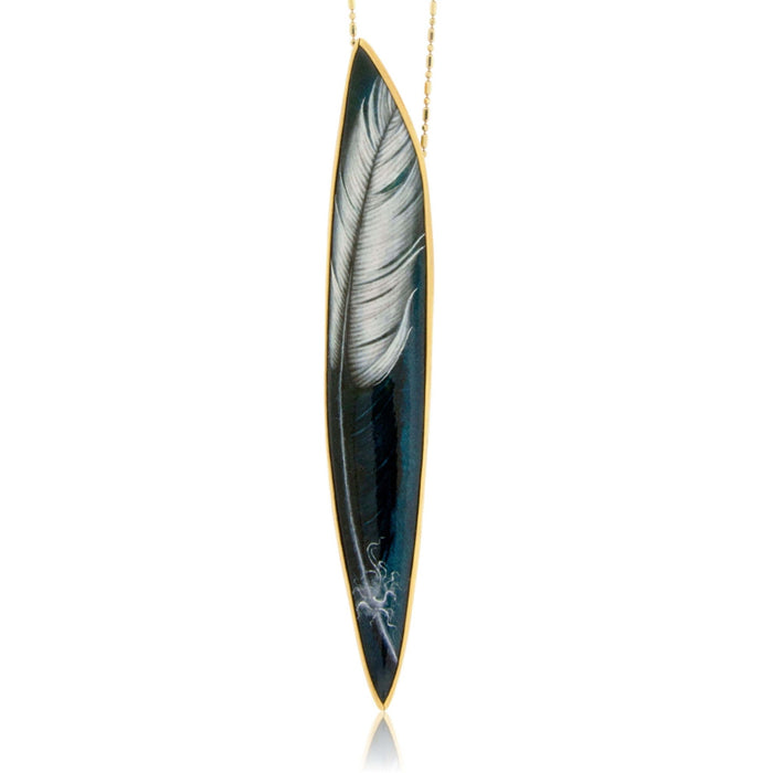 Black and White Feather Pendant / Brooch - Park City Jewelers